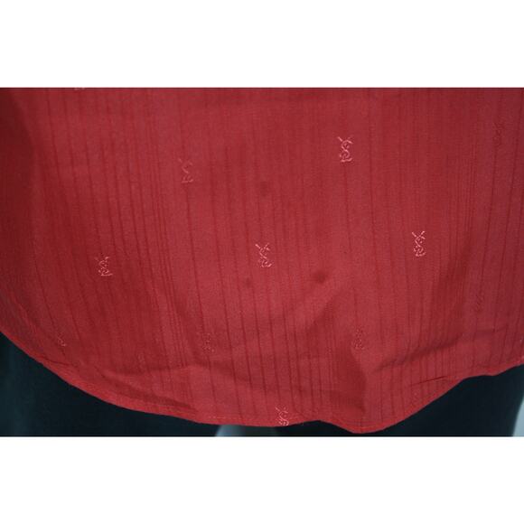Vintage Yves Saint Laurent YSL Monogram All Over Red Button Up Shirt 17 34-35 - Picture 6 of 9